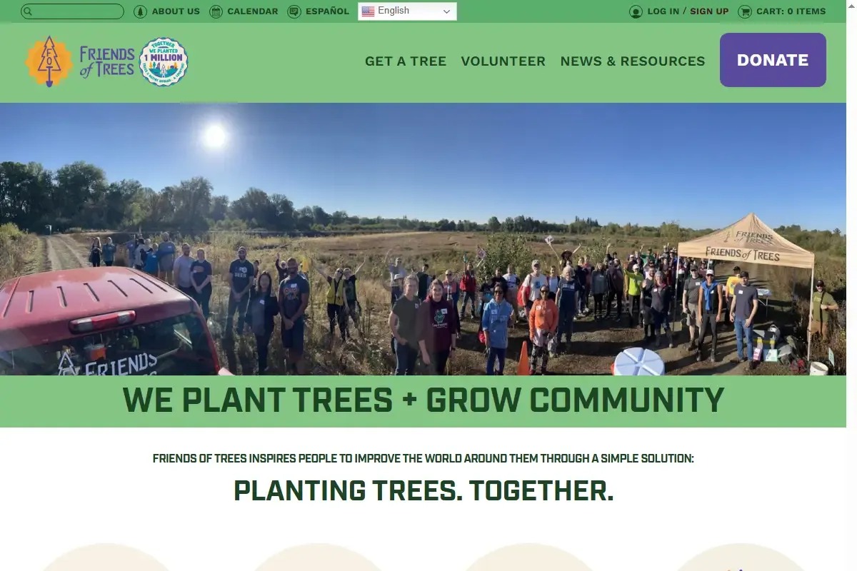 Screenshot of Friends of Trees homepage