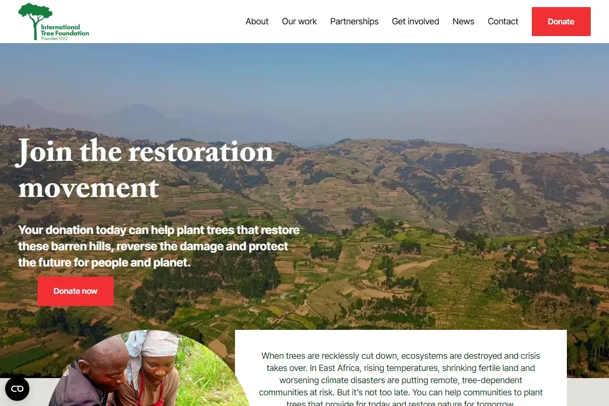 Screenshot of International Tree Foundation homepage