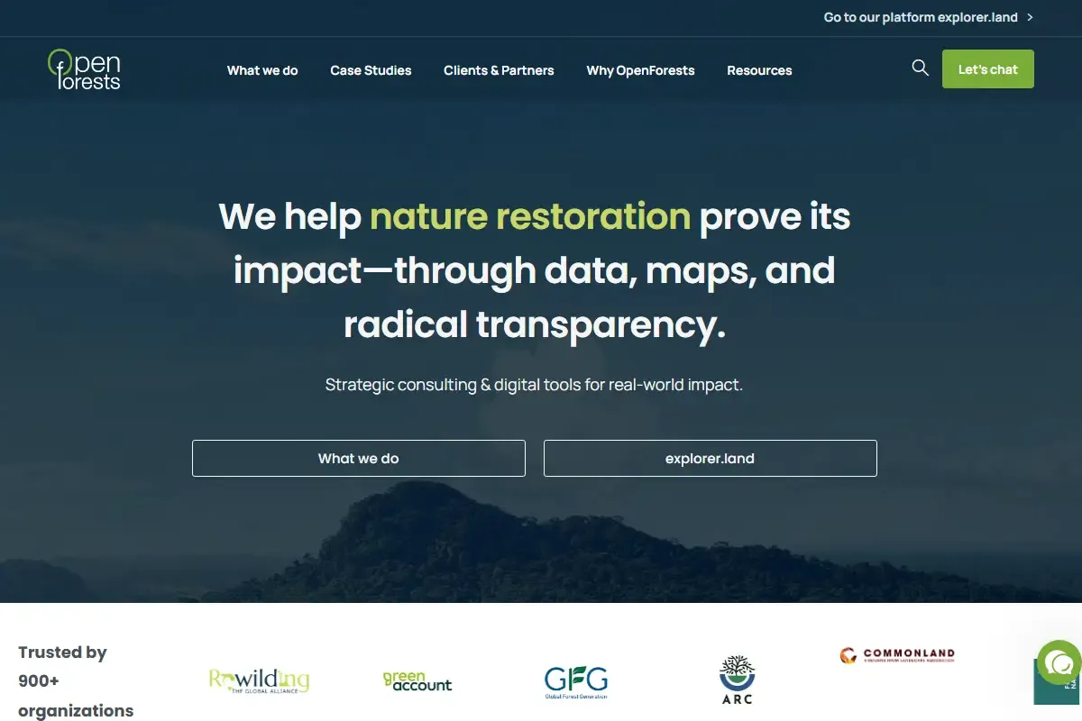 Screenshot of OpenForests homepage