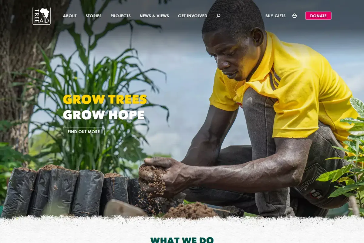 Screenshot of Tree Aid homepage