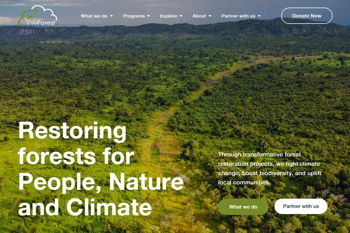 Screenshot of WeForest homepage