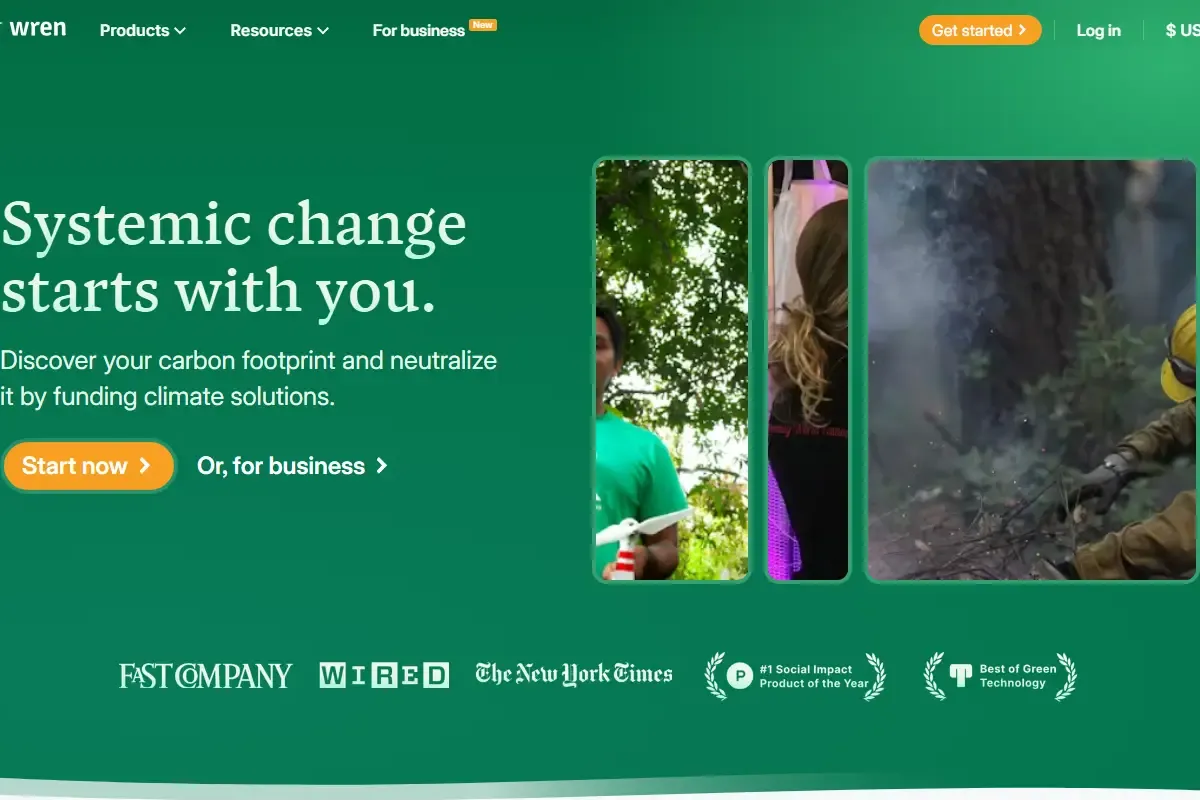 Screenshot of Wren homepage
